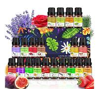 VIPNAJI Kit Huile Essentielle 18x10ml, Aromathérapie 100% Pure, Kit Huile Essentielle pour Diffuseurs, Massage, Soins Peau & Cheveux, avec Orange Douce, Lavande, Citron,Eucalyptus et Menthe Poivrée et
