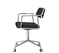 Vipp 453 / Vipp453 chaise pivotante Swivel Chair Vipp cuir noir / cadre en aluminium poli avec roulettes - 5705953218575