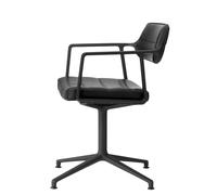 Vipp 453 / Vipp453 chaise pivotante Swivel Chair Vipp cuir noir / cadre noir avec patins - 5705953218605