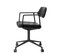 Vipp 453 / Vipp453 chaise pivotante Swivel Chair Vipp cuir noir / cadre noir avec roulettes - 5705953218582