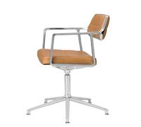 Vipp 453+ / Vipp453+ Swivel Chair Chaise pivotante Vipp cuir brun chameau / cadre en aluminium poli avec patins - 5705953212795