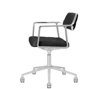 Vipp 453 Pivotant+ Chaise Pivotante à Roulettes Aluminium/ Cuir Noir