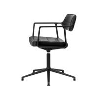 Vipp 453+ / Vipp453+ Swivel Chair chaise pivotante Vipp cuir noir / cadre noir avec patins - 5705953212757