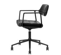 Vipp 453+ / Vipp453+ Swivel Chair chaise pivotante Vipp cuir noir / cadre noir avec roulettes - 5705953212733