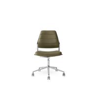 Vipp 454+ Fauteuil pivotant avec roulettes Polished/Cuir Bosco