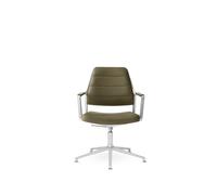 Vipp 455+ Fauteuil pivotant avec patins Polished/Cuir Bosco