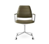Vipp 455 Fauteuil pivotant avec roulettes poli/cuir Bosco