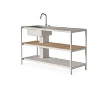 Vipp 742 Module de Cuisine Extérieure Grand avec Évier , Aluminium/teck