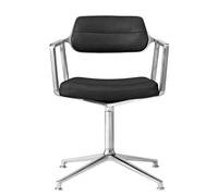 VIPP453+ / Vipp 453+ Swivel Chair chaise Vipp avec patins cuir noir / cadre en aluminium poli - 5705953212740