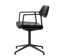 VIPP453+ / Vipp 453+ Swivel Chair chaise Vipp avec patins cuir noir / cadre noir - 5705953212733