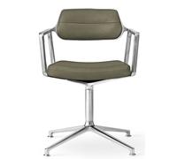 Vipp453 / Vipp 453 Swivel Chair chaise Vipp Bosco cuir vert / cadre en aluminium poli avec patins - 5705953218629