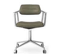 Vipp453 / Vipp 453 Swivel Chair chaise Vipp Bosco cuir vert / cadre en aluminium poli avec roulettes - 5705953218612