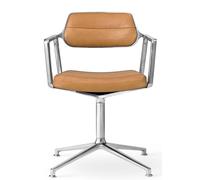 Vipp453 / Vipp 453 Swivel Chair chaise Vipp cuir brun chameau / cadre en aluminium poli avec patins - 5705953218667