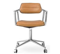 Vipp453 / Vipp 453 Swivel Chair chaise Vipp cuir brun chameau / cadre en aluminium poli avec roulettes - 5705953218650