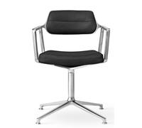 Vipp453 / Vipp 453 Swivel Chair chaise Vipp cuir noir / cadre en aluminium poli avec patins - 5705953218599