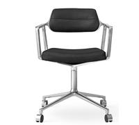 Vipp453 / Vipp 453 Swivel Chair chaise Vipp cuir noir / cadre en aluminium poli avec roulettes - 5705953218575