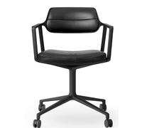 Vipp453 / Vipp 453 Swivel Chair chaise Vipp cuir noir / cadre noir avec roulettes - 5705953218582