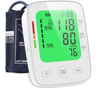 Viproud BP 120 Tensiomètre Bras Médical, Validé Clinique, pour Usage Maison, Grand Écran 3 Couleurs (9cm*12cm), Brassard Ajustable (22-42cm), 2 * 99 Enregistrements de Mémoire, Fréquence Cardiaque