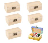 VIQIHEOE Petit Coffre en Bois, 6 Pièces Coffre à Trésor Rectangulaire avec Couvercle, 9 x 5,5 x 5cm Mini Caisse au Trésor en Bois, Petite Caisse avec Fermoir de Verrouillage, pour Ranger et Décorer