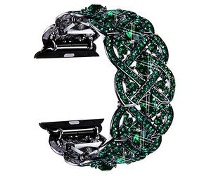 VIQIV Bling Bandes pour Apple Watch 40 mm 44 mm iWatch Série 4 3 2 1, Sangle de Diamant de Strass Bracelet en Acier Inoxydable pour Femme, Femme, Vert émeraude, 40mm