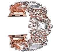 VIQIV Bracelet bling compatible avec Apple Watch 38 mm, 40 mm, 41 mm, 42 mm, 44 mm, 45 mm, 49 mm, iWatch Series SE 9 8 7 6 5 4 3 2 Ultra, bracelet élégant en métal avec strass pour femme, rose gold,
