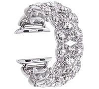 VIQIV Bracelet bling pour femme compatible avec Apple Watch 42 mm, 44 mm, 45 mm, 46 mm, 49 mm, Ultra iWatch Series 11 10 9 8 7 6 5 4 3 SE SE2, bracelet en métal et acier inoxydable avec strass en