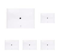 Viquel 017540-08 Pochette plastique porte documents A5 17 x 22 - Enveloppe plate fermeture bouton pression Transparent (Lot de 5)