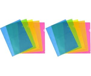 Viquel - 10 Pochettes coin transparentes - Pochette plastique ouverture en coin - Assortiment de 5 couleurs fluo (Lot de 2)