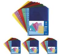 Viquel - 50 Pochettes Plastiques Perforees Transparentes En Couleur A4 En Polypropylene Pour Classement 208254 (Lot de 4)