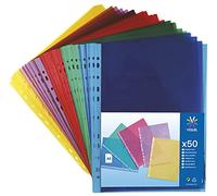 Viquel – Pochettes perforées A4 en polypropylène transparentes couleur pour classement 50 pièces