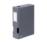 Viquel - Boite de Classement Documents A4 BUSINESS CLASS - Dos 8 cm - Plastique Souple Résistant - Porte-Étiquette - Bouton Pression - Gris