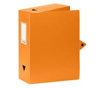 Viquel - Boite de Classement Documents A4 ESSENTIEL - Dos 10 cm - Plastique Souple Résistant - Porte-Étiquette - Bouton Pression - Fabriqué en France - Orange