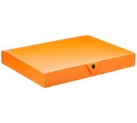 Viquel - Boite de Classement Documents A4 ESSENTIEL - Dos 4 cm - Plastique Souple Résistant - Porte-Étiquette - Bouton Pression - Fabriqué en France - Orange