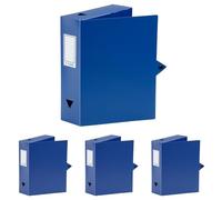 Viquel - Boite de Classement Documents A4 ESSENTIEL - Dos 8 cm - Plastique Souple Résistant - Porte-Étiquette - Bouton Pression - Fabriqué en France - Bleu (Lot de 4)