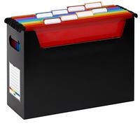 Viquel - Boîte de Classement Garnie de 8 Dossiers suspendus en Polypropylène - Easycase - Noir - format A4