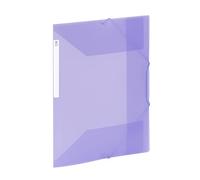 Viquel - Chemise 3 rabats en plastique grande capacité - Boite de classement A4 avec étiquette d'identification - Violet translucide