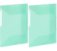 Viquel - Chemise 3 rabats en plastique grande capacité - Boite de classement A4 avec étiquette d'identification - Vert translucide (Lot de 2)