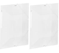 Viquel - Chemise 3 rabats en plastique grande capacité - Boite de classement A4 avec étiquette d'identification - Incolore (Lot de 2)