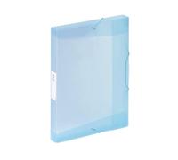 Viquel - Chemise 3 rabats en plastique grande capacité Propysoft - Boite de classement A4 avec étiquette d'identification en plastique - Bleu translucide
