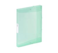 Viquel - Chemise 3 rabats en plastique grande capacité Propysoft - Boite de classement A4 avec étiquette d'identification en plastique - Vert pastel translucide