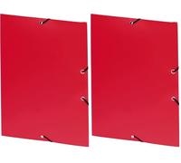 Viquel - Chemise 3 rabats en polypropylène - Pochette fermeture à élastique - Format A4 - Fabriqué en France - Rouge (Lot de 2)
