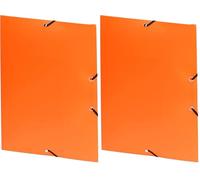 Viquel - Chemise à 3 Rabats A4 ESSENTIEL RECYCLE en Polypropylène Résistant - Fermeture Élastique - Pochette de Rangement Documents fabriquée en France - Orange (Lot de 2)
