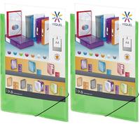 Viquel - Chemise en plastique à élastique - Pochette personnalisable - Format A4 - Qualité supérieure - Fabriqué en France - Vert translucide (Lot de 2)