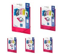 Viquel - Chemise en plastique à élastique - Pochette personnalisable - Format A4 - Qualité supérieure - Fabriqué en France - Rouge framboise translucide (Lot de 5)