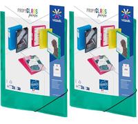 Viquel - Chemise en plastique à élastique - Pochette personnalisable - Format A4 - Qualité supérieure - Fabriqué en France - Vert turquoise translucide (Lot de 2)