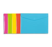 VIQUEL Chemise enveloppe HAPPY FLUO en polypropylène 2/10ème. Format 33,5 x 24 cm. Coloris assortis