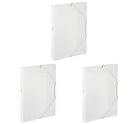 Viquel - Chemise plastique à élastique A4 grande capacité - chemise 3 rabats avec étiquette d'identification - Fabriqué en France - 25x33x3cm - Incolore (Lot de 3)