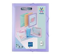 Viquel - Chemise plastique a4 avec rabat et fermeture à élastiques - Chemise plastique personnalisable Propysoft - Fabriqué en France - Violet pastel