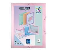 Viquel - Chemise plastique a4 avec rabat et fermeture à élastiques - Chemise plastique personnalisable Propysoft - Fabriqué en France - Rose pastel