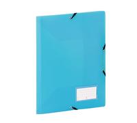 Viquel - Chemise plastique a4 avec rabat et fermeture à élastiques FEEL EASY - Etiquette d'identification - Pochette de rangement pour école et bureau - 24,5x32cm - Bleu Turquoise